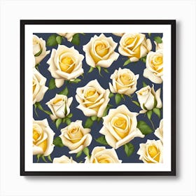 White Roses Seamless Pattern Art Print