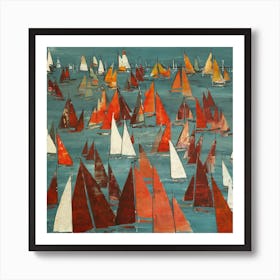 Red Sails Square Art Print