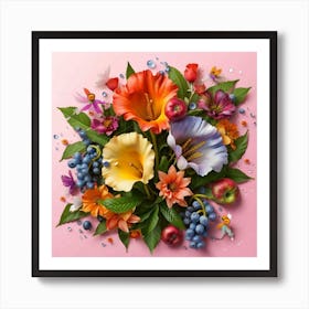 Watercolor paper flowers Art Print