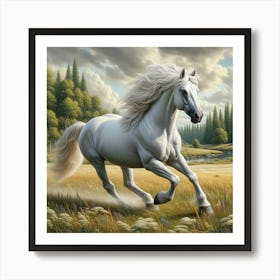 White Horse Running Art Print