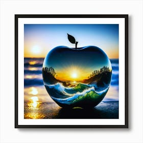 Colorful Glas Apple Ocean Coast Contrast Reflection Abstract Photo Style Painting Art Print