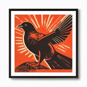 Retro Bird Lithograph Pigeon 3 Art Print