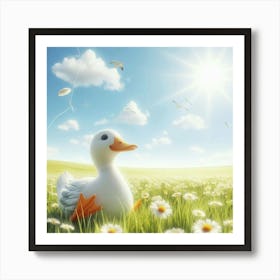 Duck In A Field Art Print