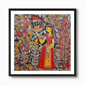 Indian Painting Madhubani Painting Indian Traditional Style 17 Art Print