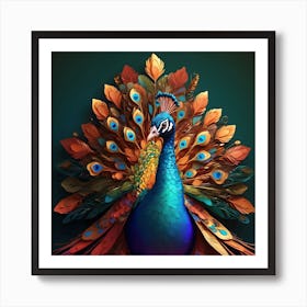 Colorful Peacock 3 Art Print