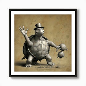 Turtle In Top Hat 1 Art Print