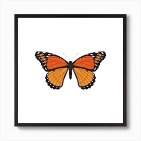 Orange Monarch Butterfly Square Art Print