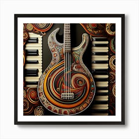 Abstract Guitar And Keyboard Art Print