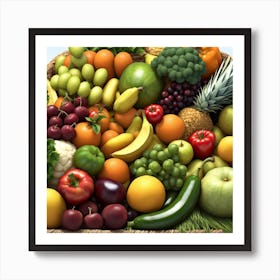 Basket Of Fruits And Vegetables 2 Art Print