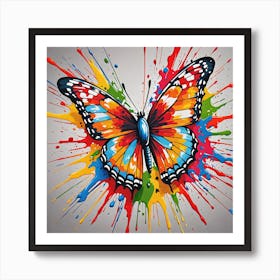 Butterfly With Paint Splashes Art Print