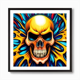 Skull With Flames 2 Art Print