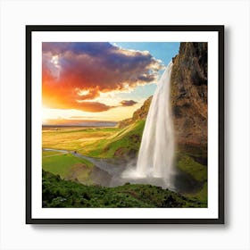 Waterfall In Iceland Art Print