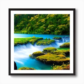 Waterfall In The Mountains 24 Art Print