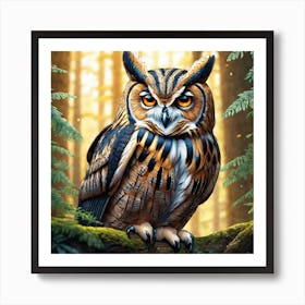 Owl In The Forest 154 Art Print