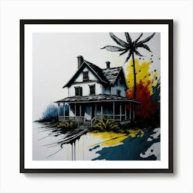 Colored House Ink Painting (38) Art Print