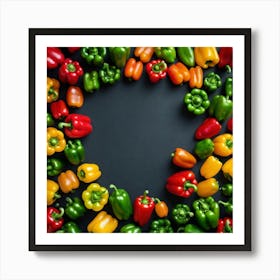 Colorful Peppers In A Heart Shape Art Print