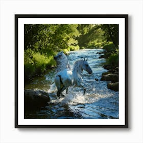 Firefly Majestic Wild Stream With Surreal Water Horses 91686 Art Print