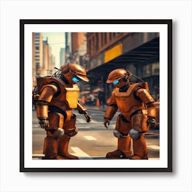 2 Rusty Semi Broken Humanoid Robots (2) Art Print