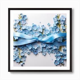 Forget Me Not Flowers On White Background Art Print