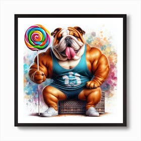 Bulldog Beast With Lollipop 2 Art Print