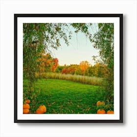 An Isolated Rustic Natural View Of A Bountiful Garden In Autumn Where A Plethora Of Verdant Pumpk (2) Art Print