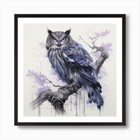 Owl On A Branch Art Print