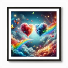 Rainbow Hearts 2 Art Print