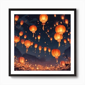 Lanterns In The Sky Art Print