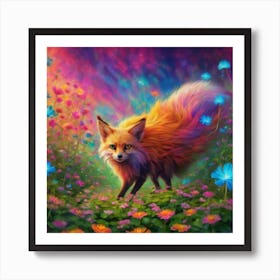 Fox In The Meadow Art Print
