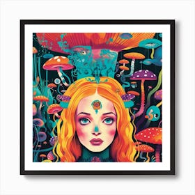 Alice In Wonderland Trippy Square Art Print