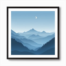 Misty mountains background in blue tone 69 Art Print