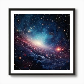 Abstract Illustration Showcasing The Rich Tapestry Of Cosmos With Contrasting Patterns Of Bright Fl 2 Art Print