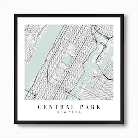 Central Park New York Street Map Minimal Color Square Art Print