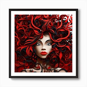 3d Girl With Red Hair Art Print