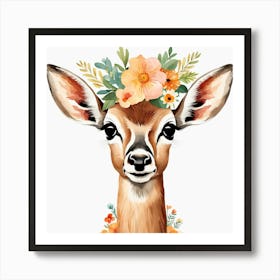Floral Baby Antelope Nursery Illustration (12) Art Print