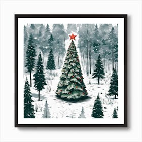 Christmas Tree In The Forest 97 Art Print