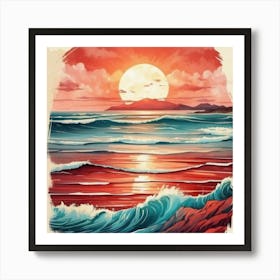 Sunset At The Beach Art Print