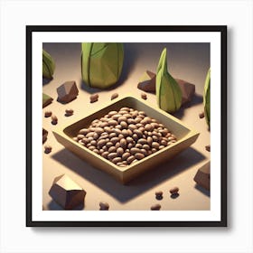 3d Rendering Of Coffee Beans Art Print