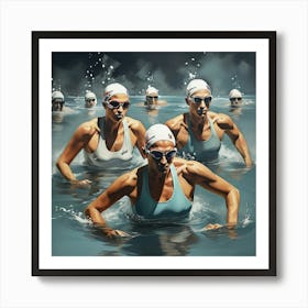 Racing Swimmers Art Print 2 Art Print
