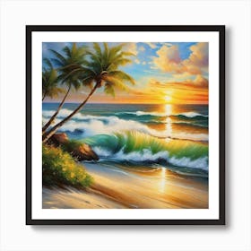 Sunset At The Beach 82 Art Print