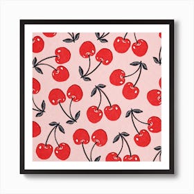 Cherries Paper Cut Square Art Print