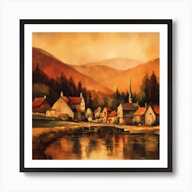 Village By The River Art Print