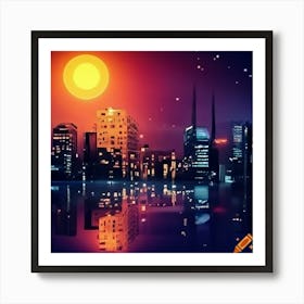 Cityscape At Night Art Print