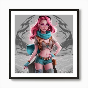 Girl With Pink Hair 5 Art Print