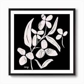 Abstract Floral Black Square Art Print