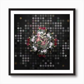 Vintage Blushing Lophospermum Floral Wreath on Dot Bokeh Pattern n.0052 Art Print