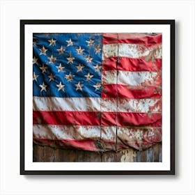 An Aging American Flag Crushed Lightly At The Corners Worn Yet Radiant Against The Passage Of Time (6) Art Print