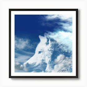 White Wolf In The Sky Art Print