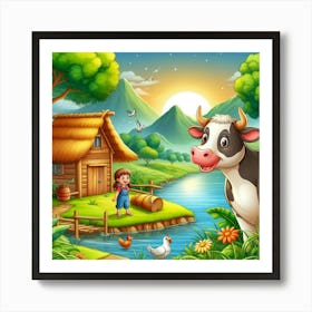 Illustration Of A Farm Scene Art Print