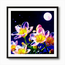 Default Heavenly Blossoms Illuminated By The Moon Captured In 0 Art Print